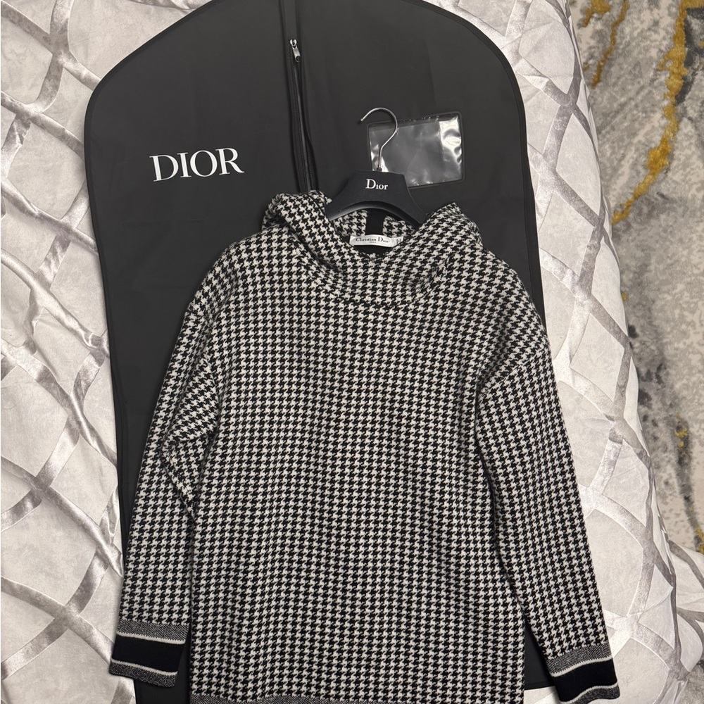 Brand new- Dior Houndstooth Knit Hoodie - Black & White